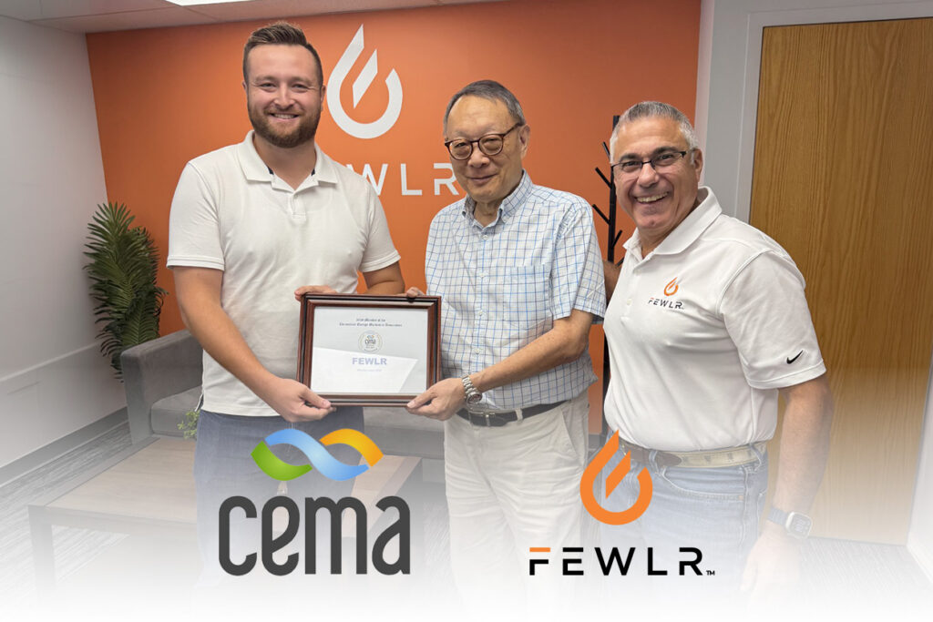 Hunter Muhlauser from Fewlr, David Chu, Vice President of the Connecticut Energy Marketers Association (CEMA), and FEWLR Market Growth Executive Ed Several